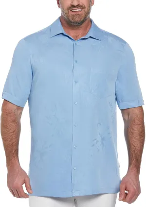 Cubavera Men's Two-Tone One Pocket Floral Print Short Sleeve Button-Down Shirt