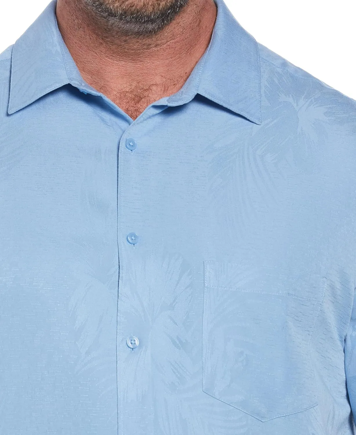 Cubavera Men's Two-Tone One Pocket Floral Print Short Sleeve Button-Down Shirt