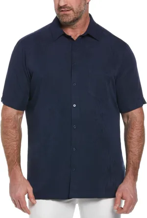 Cubavera Men's Two-Tone One Pocket Floral Print Short Sleeve Button-Down Shirt