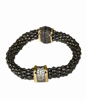 Gunmetal Mesh CZ Bracelet