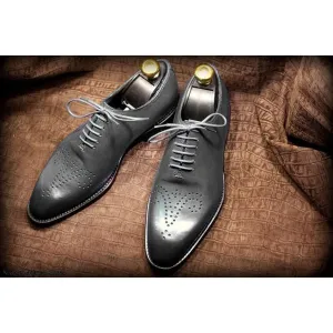 Handmade Mens Charcoal Gray Brogue