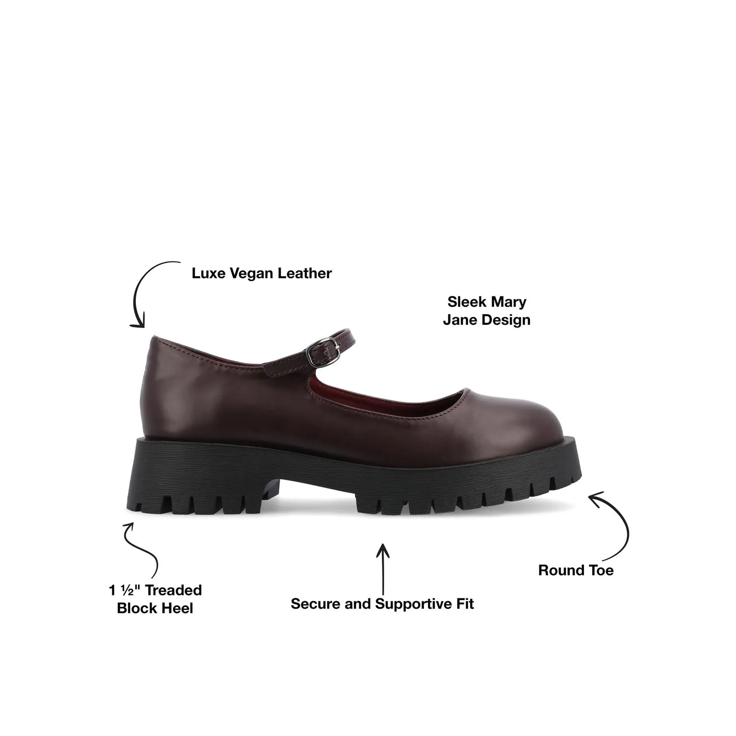 KAMIE LUG SOLE MARY JANE FLATS IN WIDE