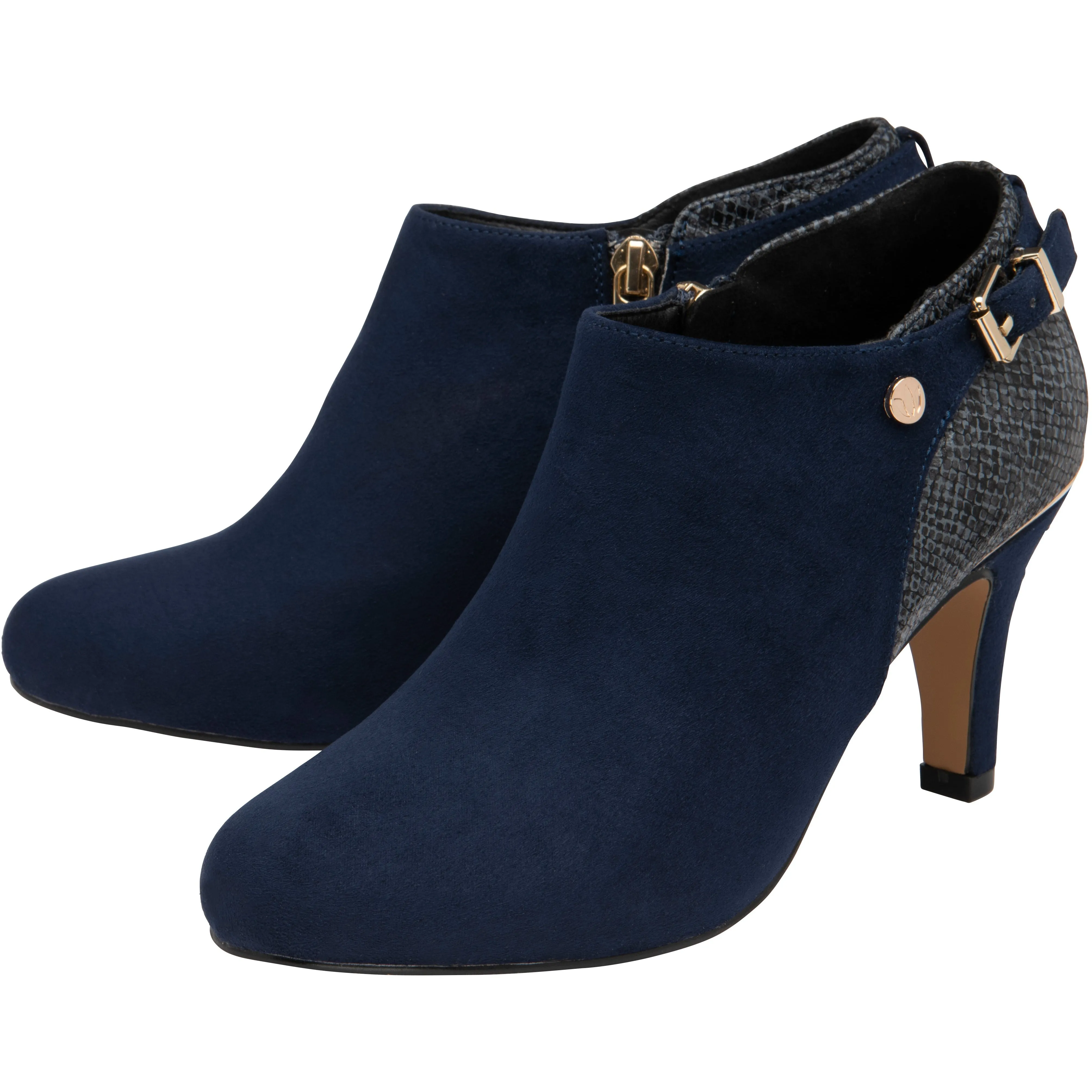 Lotus Ankle Boot/shoe with a Zip RAMONA Navy