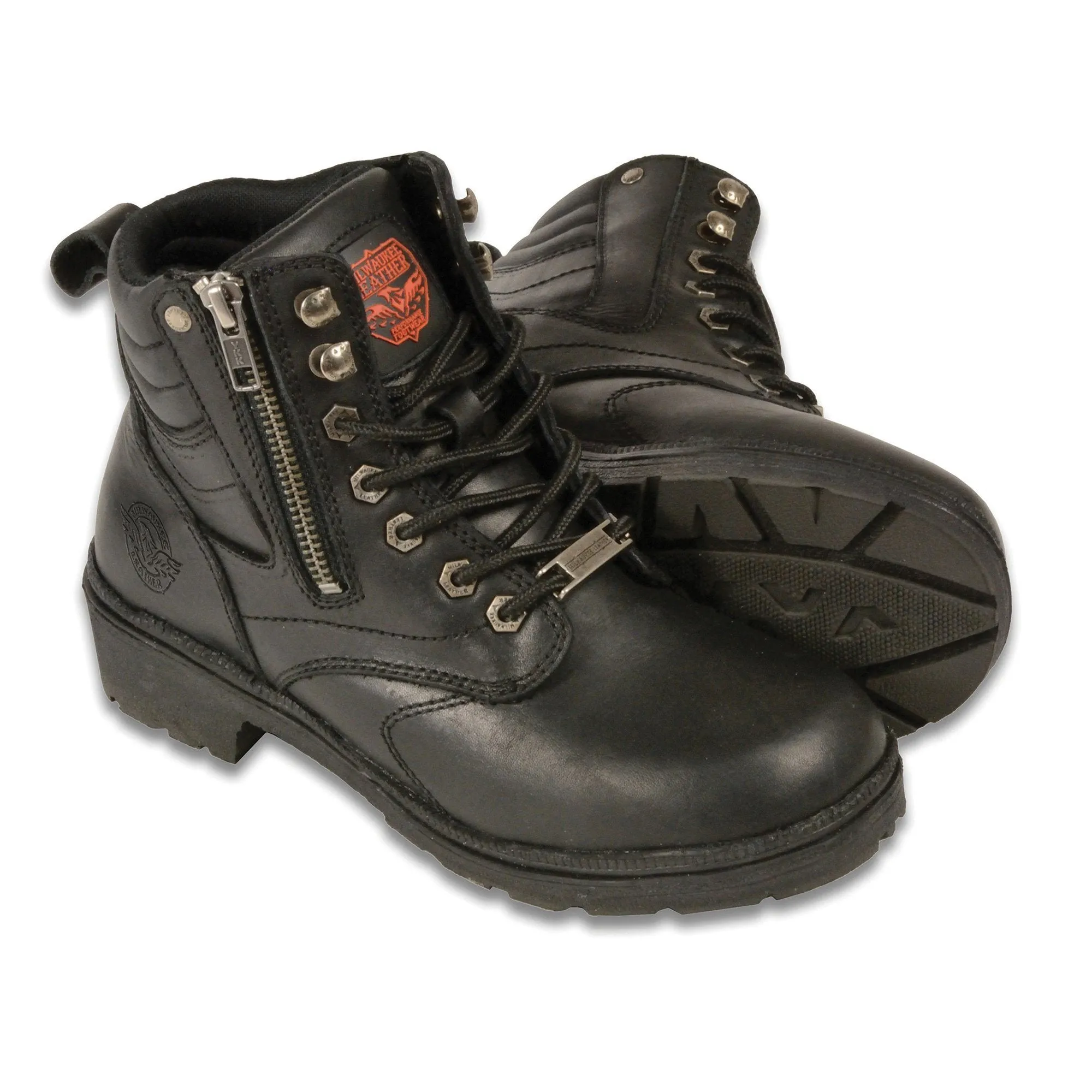 Milwaukee Leather Boots MBL9320 Women’s Black Side Zipper Plain Toe Boot