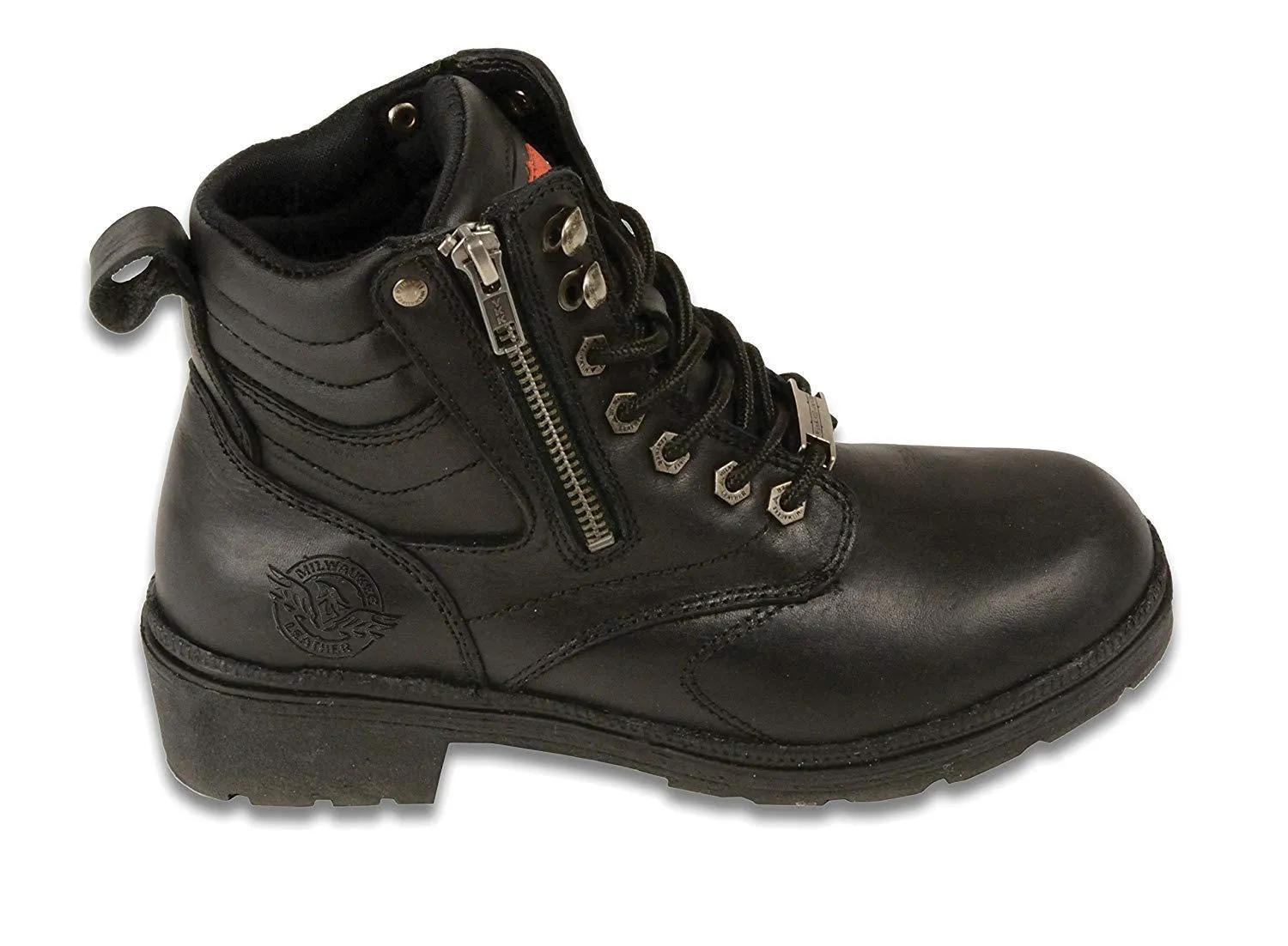 Milwaukee Leather Boots MBL9320 Women’s Black Side Zipper Plain Toe Boot