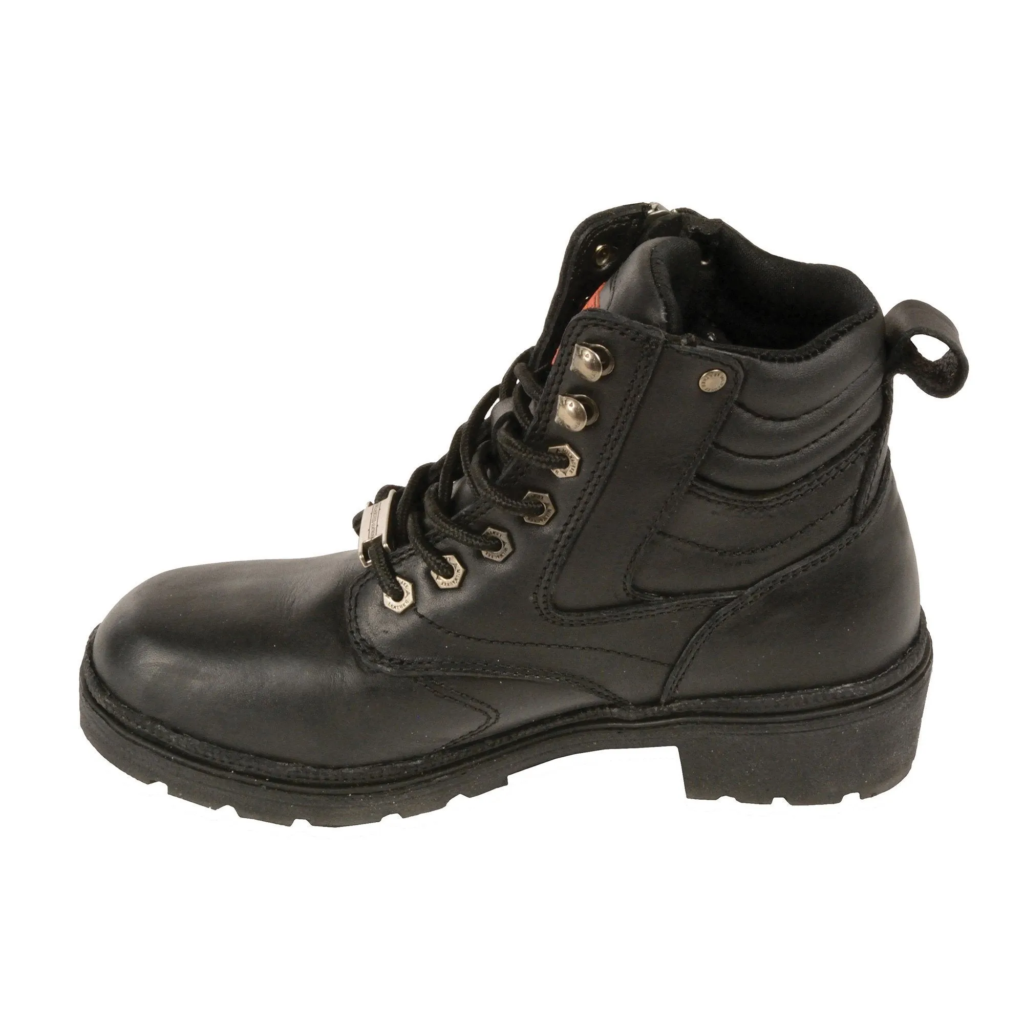 Milwaukee Leather Boots MBL9320 Women’s Black Side Zipper Plain Toe Boot
