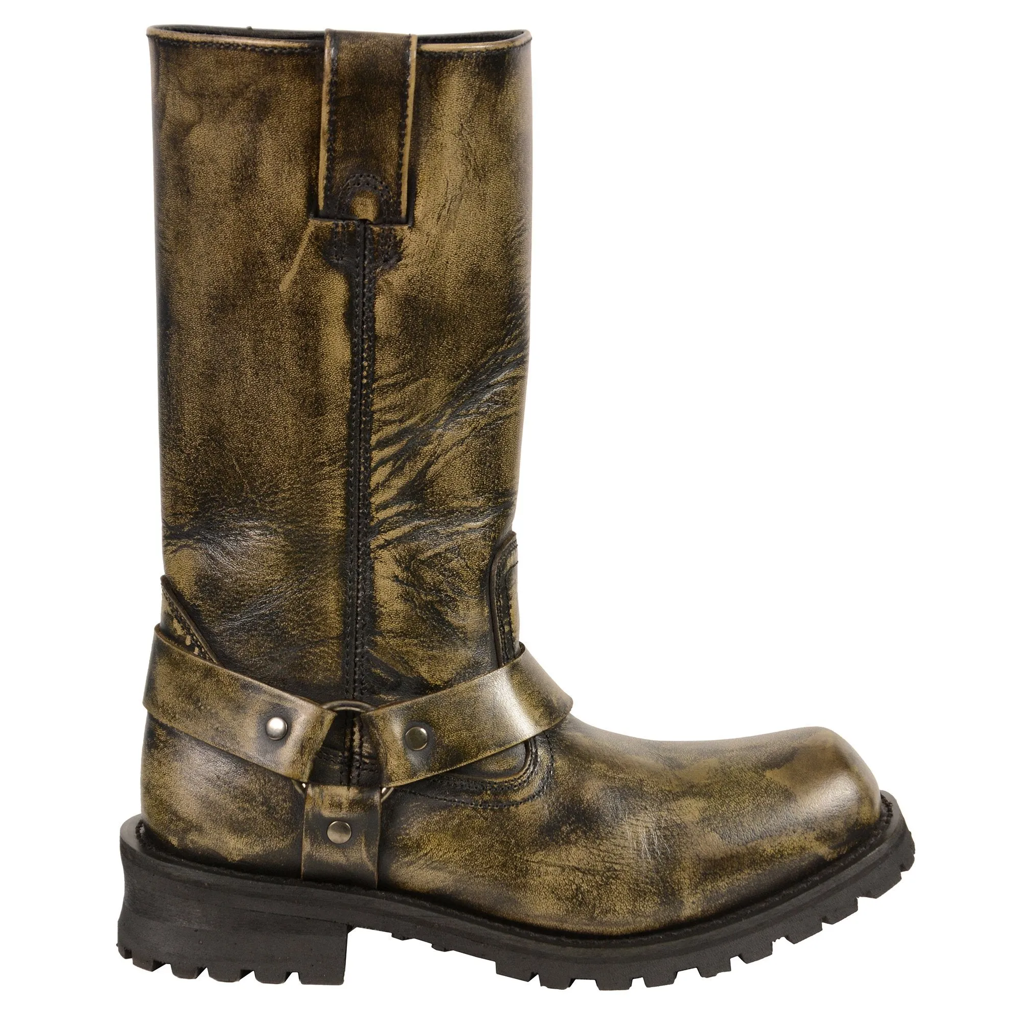Milwaukee Leather Boots MBM9005 Men's 11in Classic Square Toe Distressed Brown Harness Boots