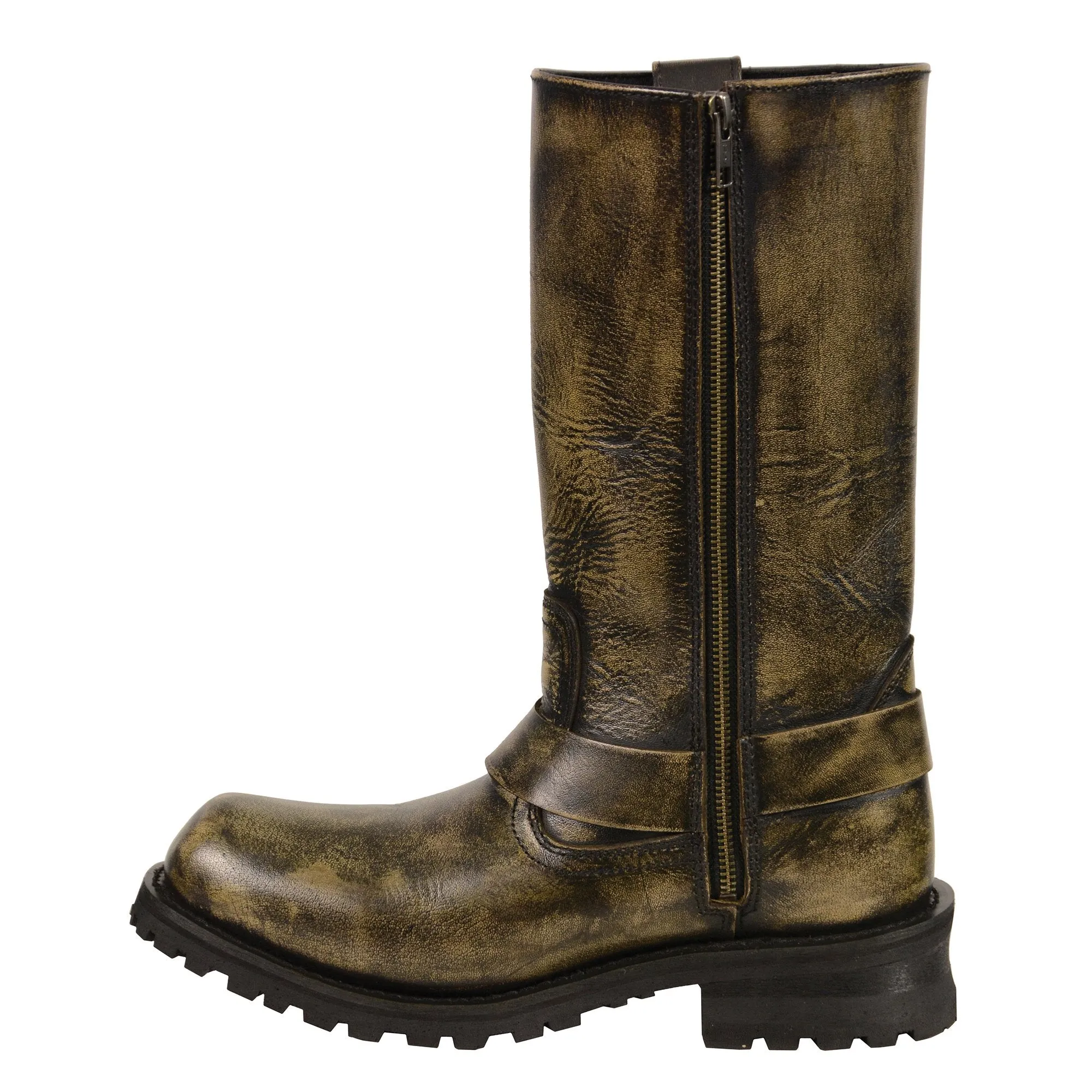 Milwaukee Leather Boots MBM9005 Men's 11in Classic Square Toe Distressed Brown Harness Boots