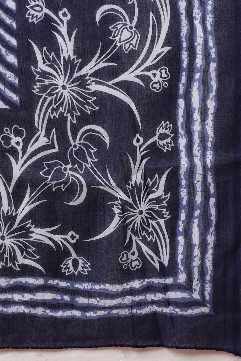 Navy Blue Rayon Blend Kurta Trousers With Dupatta VKSKD1478