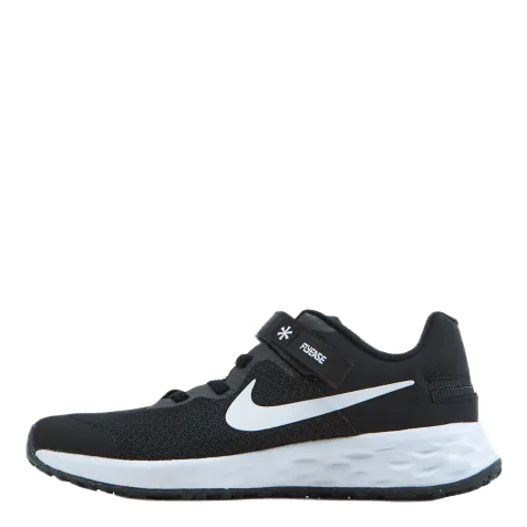 Revolution 6 FlyEase Little Kids' Shoe BLACK/WHITE-DK SMOKE GREY
