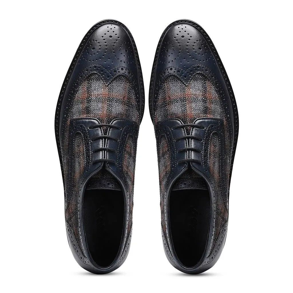 Saint Faustin Navy Leather Lace Up Brogue