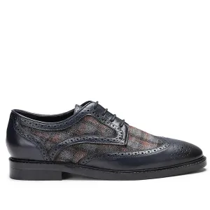 Saint Faustin Navy Leather Lace Up Brogue