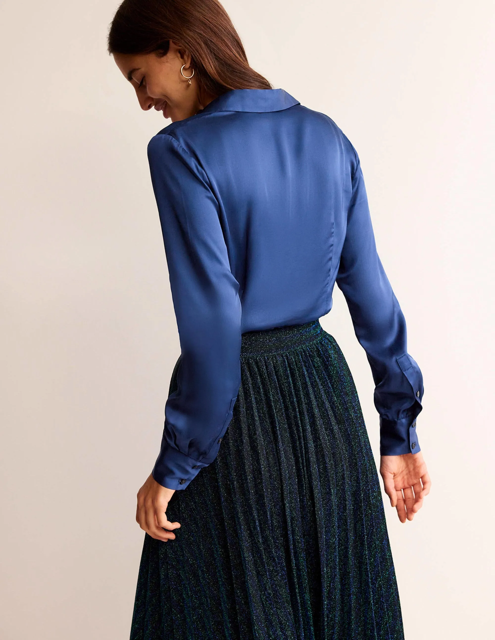 Saskia Satin Shirt-Atlantic