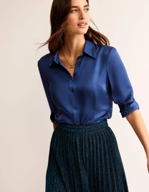 Saskia Satin Shirt-Atlantic