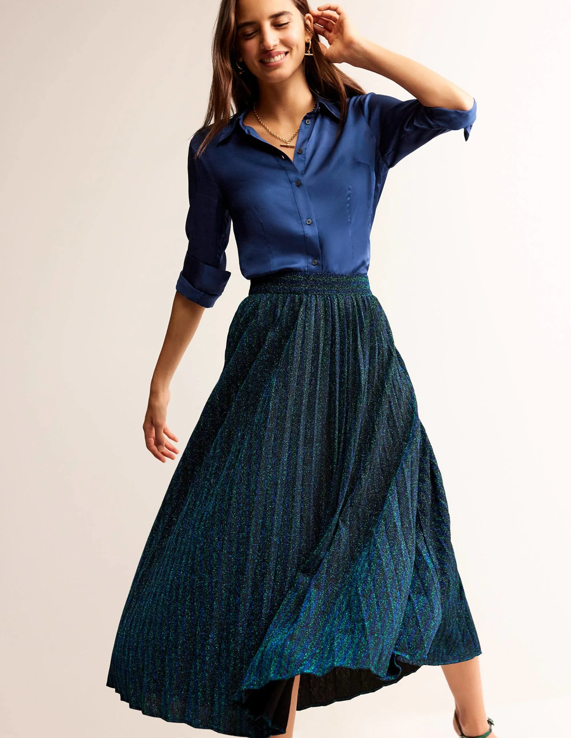 Saskia Satin Shirt-Atlantic