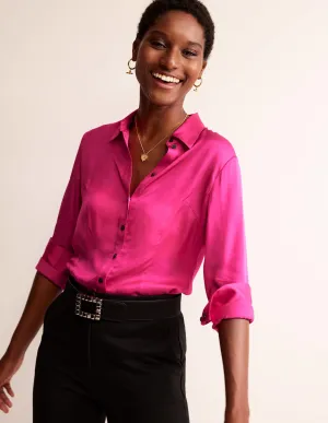 Saskia Satin Shirt-Vibrant Pink