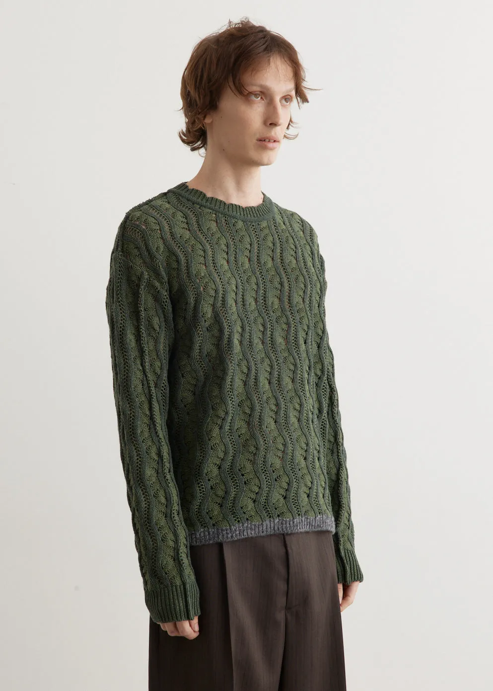 Two Tone Wave Crewneck Sweater