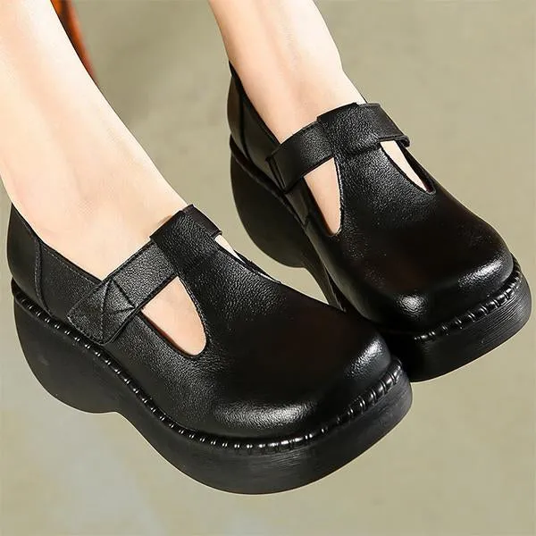 Women's Retro Velcro Ethnic Style Thick-soled Shoes 91260271S