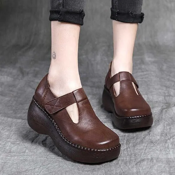 Women's Retro Velcro Ethnic Style Thick-soled Shoes 91260271S