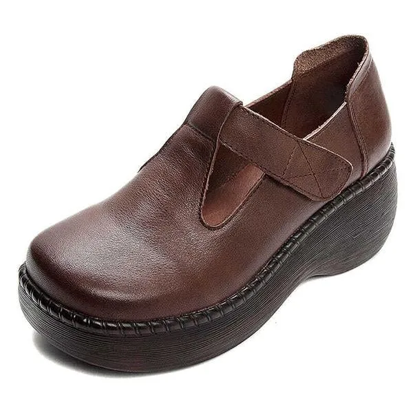 Women's Retro Velcro Ethnic Style Thick-soled Shoes 91260271S
